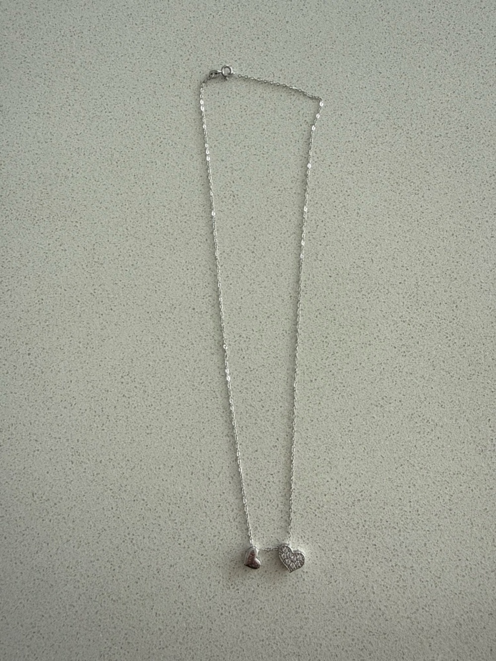 NWOT 2 Heart Swarovski Crystal Valentines Love Necklace Silver Tone Gift for her - Picture 5 of 7
